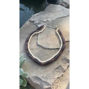 Vintage Root Beer Cream Lucite Multi Strand Necklace